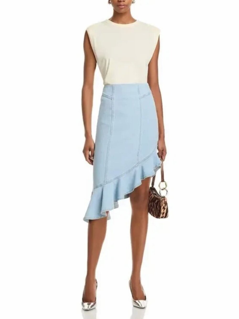 Generation Love Sable Cascade Denim Skirt 24-MSRP $285